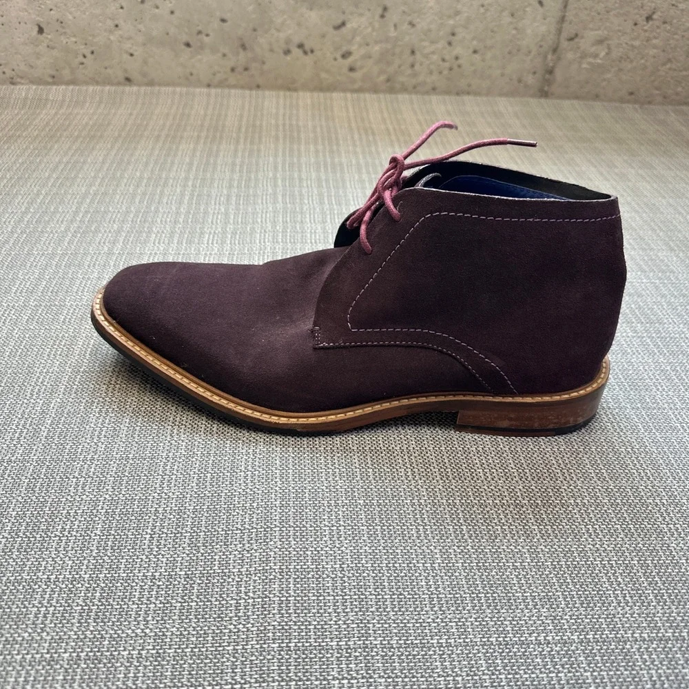 Ted Baker Linnus Mens 8.5 Suede Chukka Boots Burgundy Maroon Ankle Shoes